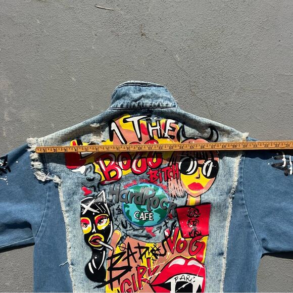 Hard Rock Cafe Bad Girl Vog Paris Catwoman Denim Jean Two Tone Jacket Blue B LG - Picture 4 of 9